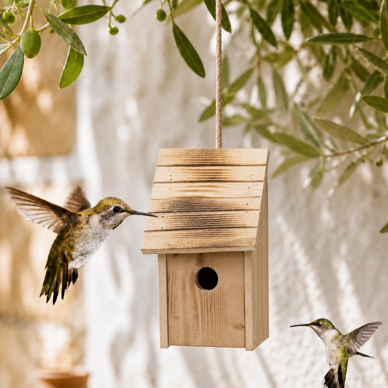 Nichoir en bois marron format 12 × 14,5 cm
