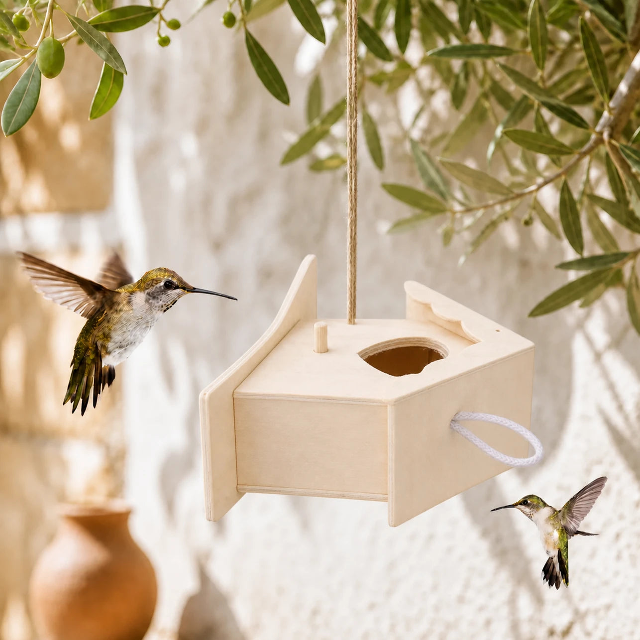 Nichoir semi-ouvert en bois à support latéral