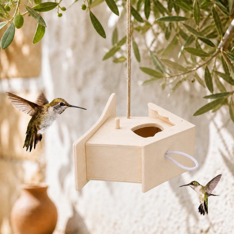 Nichoir semi-ouvert en bois à support latéral