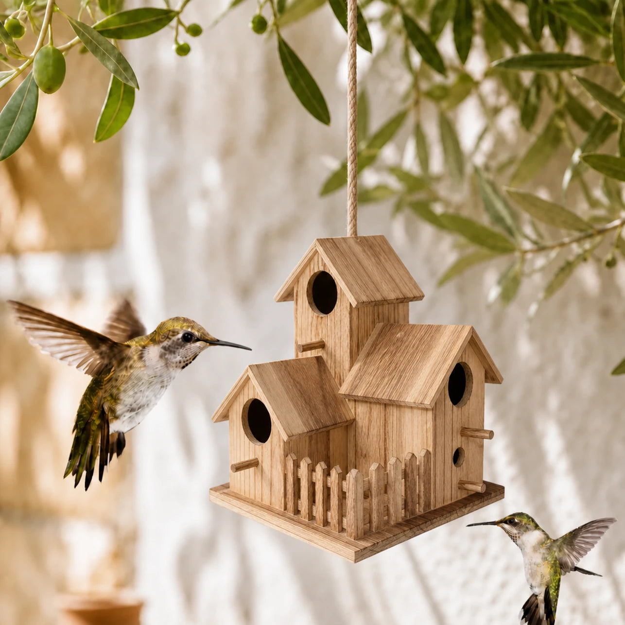 Lot de 3 nichoirs en bois marron