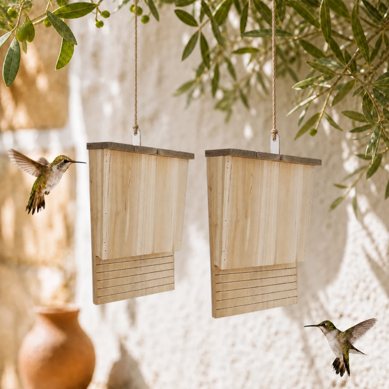 Lot de 2 nichoirs à chauves-souris 22 × 12 × 34 cm