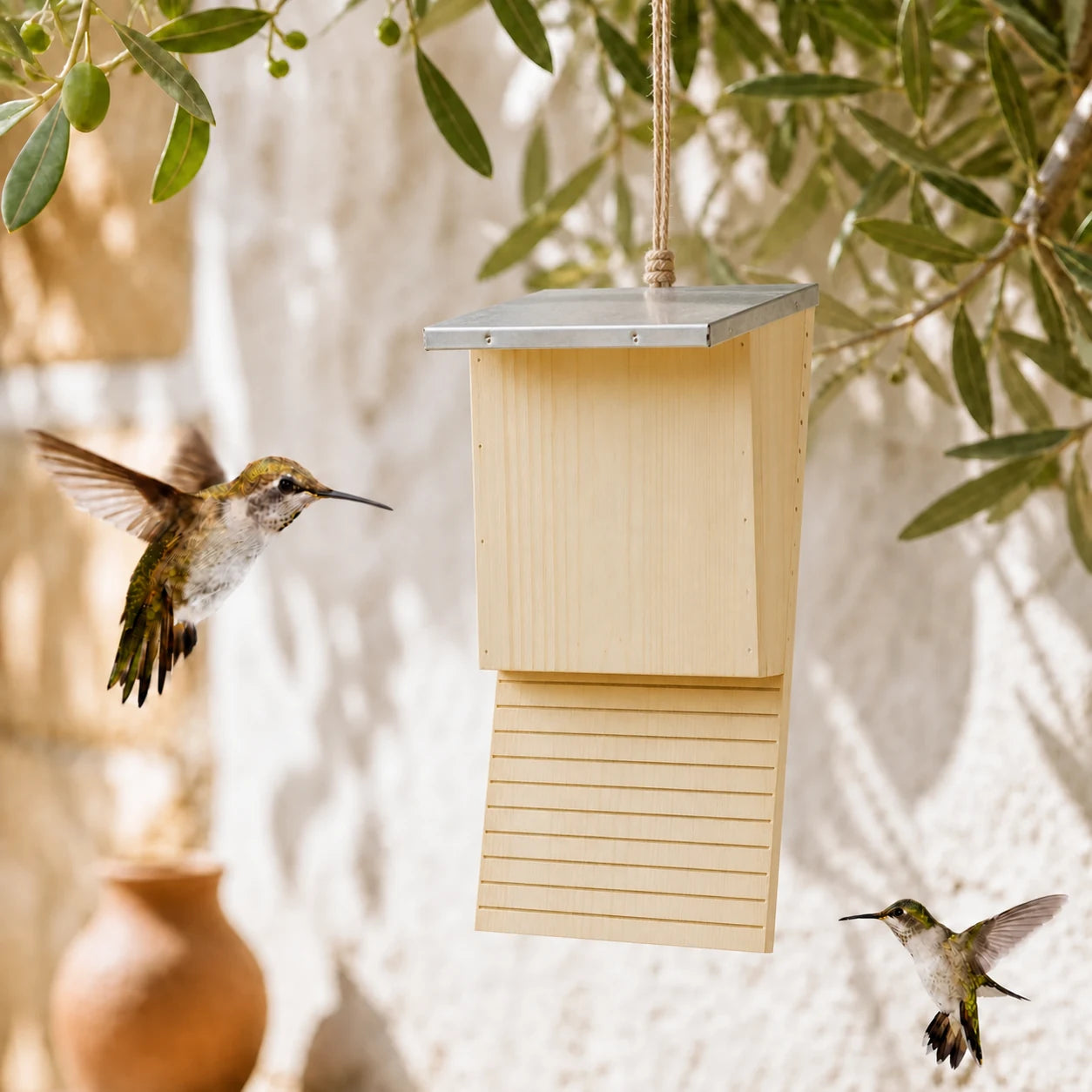 Nichoir chauve-souris en bois avec toit en zinc
