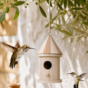 Nichoir cylindrique en bois à toit pointu