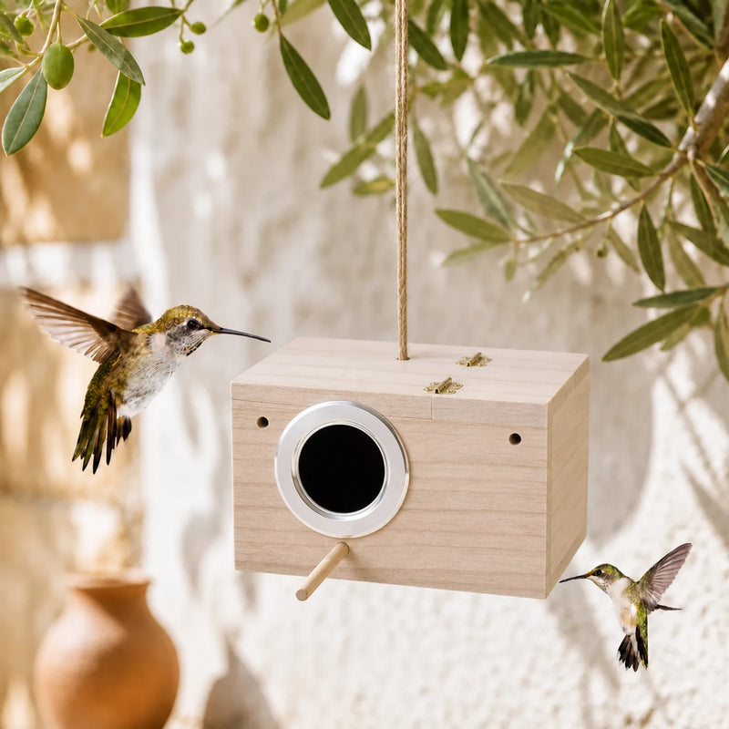 Nichoir carré en bois à toit amovible format 12 × 12 × 19,5 cm