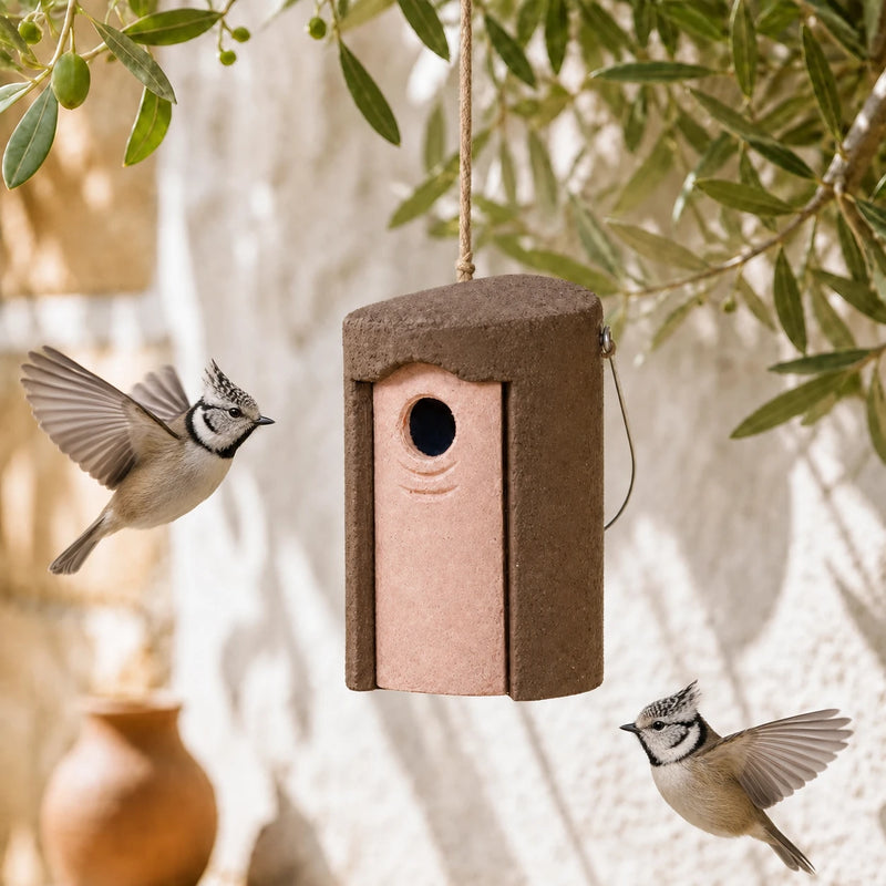 Nichoir arrondi suspendu en béton de bois 45 mm