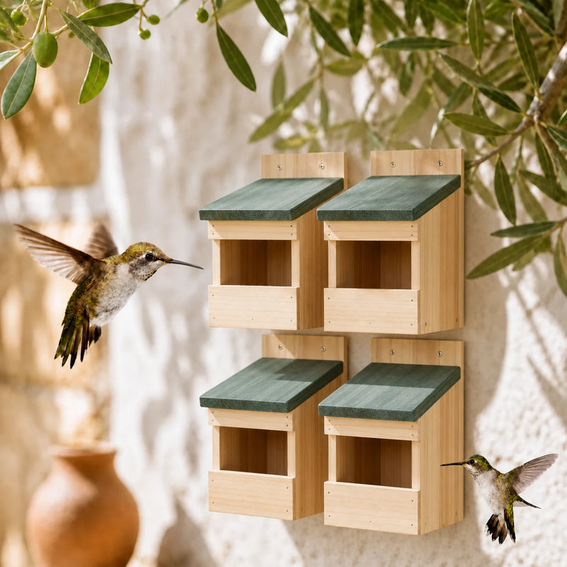 Lot de 4 nichoirs en sapin massif