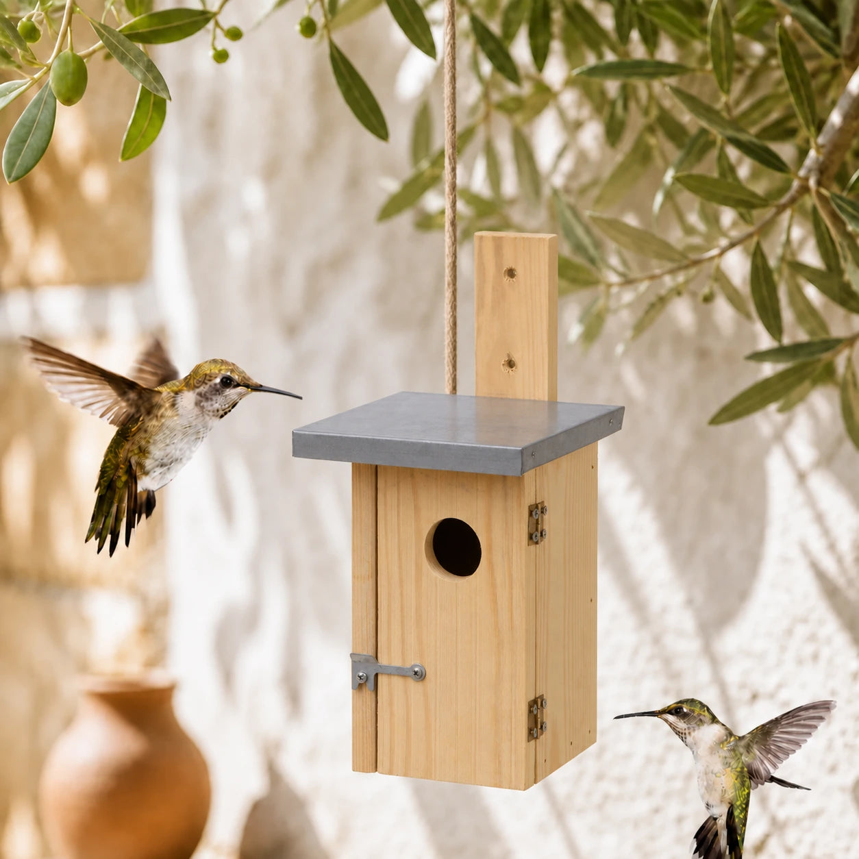Nichoir en bois naturel à toit de zinc 30 mm