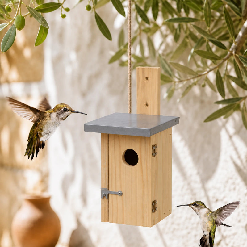 Nichoir en bois naturel à toit de zinc 30 mm