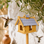 Nichoir en bois gris pour oiseaux