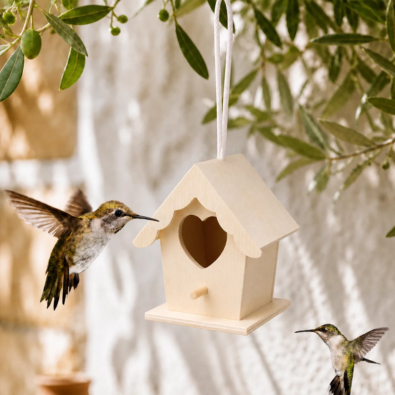 Nichoir suspendu en bois beige