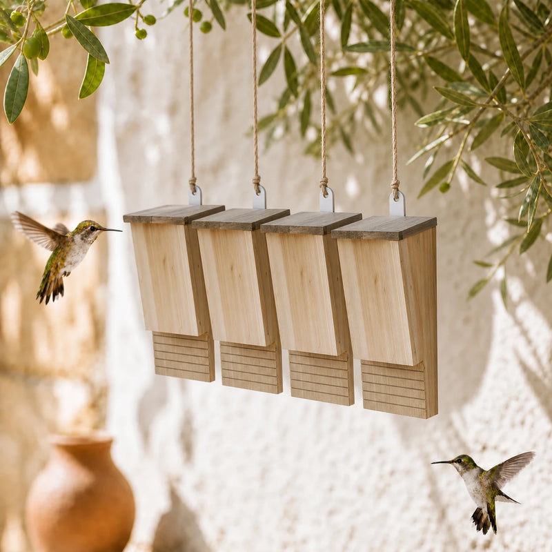 Lot de 4 nichoirs à chauves-souris 22 × 12 × 34 cm