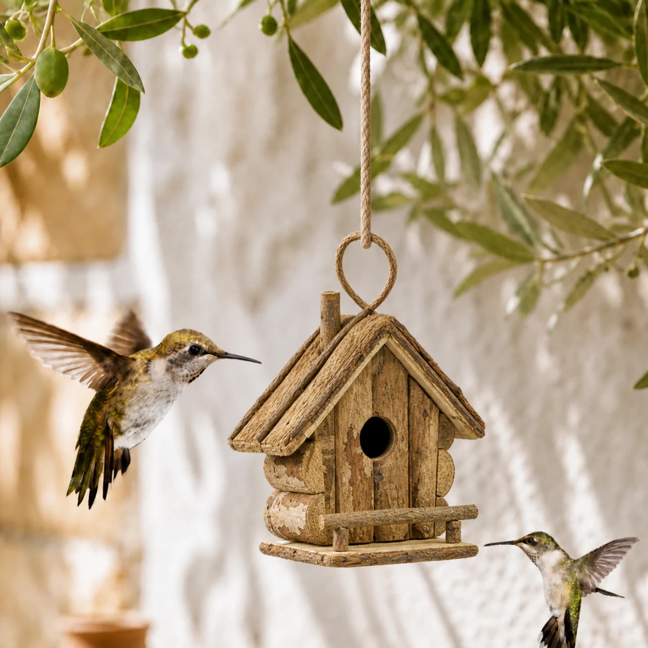 Nichoir en bois naturel