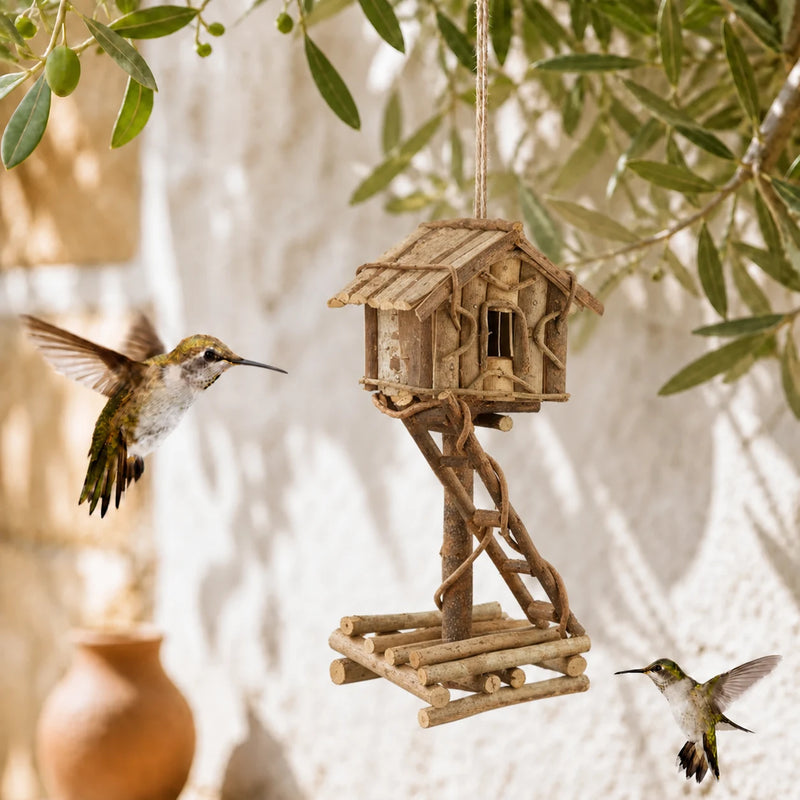 Nichoir à oiseaux décoratif en bois non traité