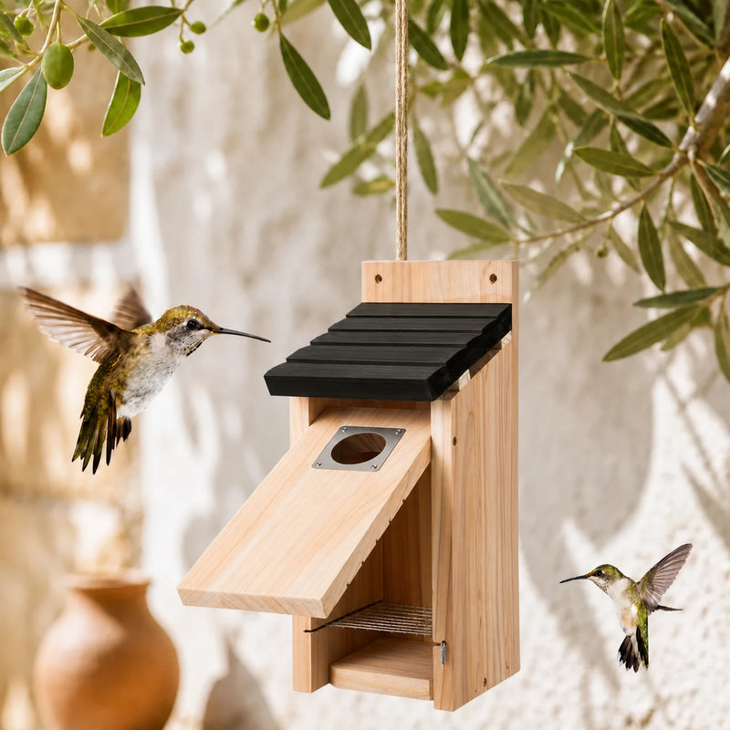 Nichoir suspendu en bois noir