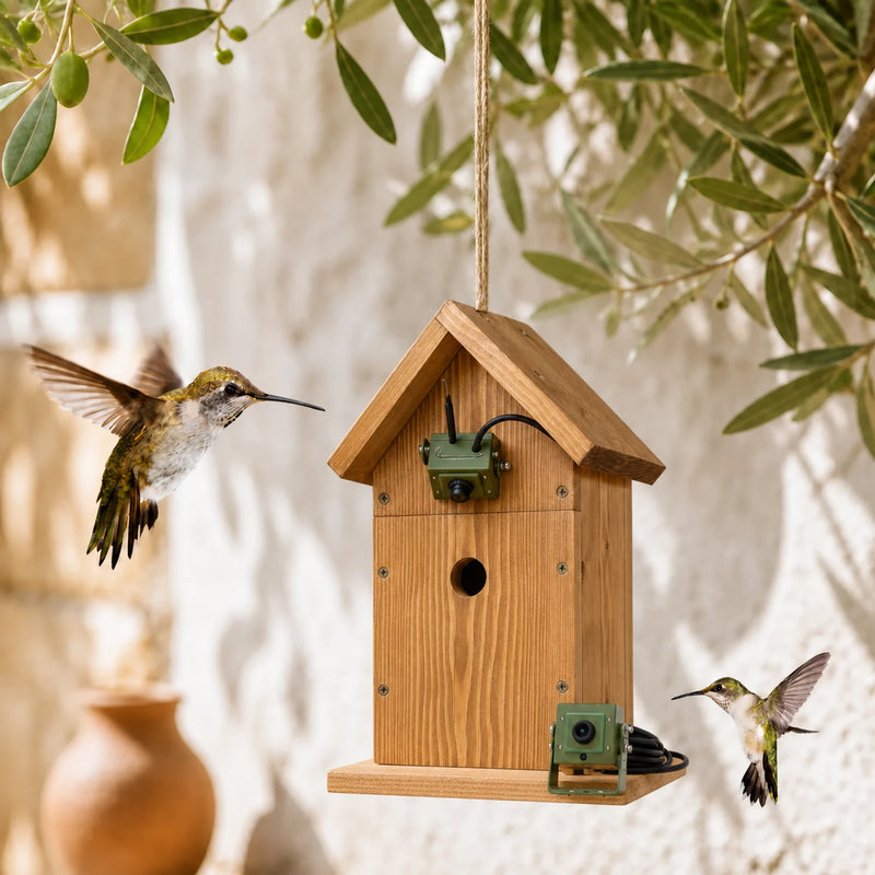 Nichoir artisanal en bois marron format 44 × 44 × 33 mm