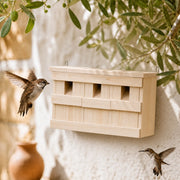 Nichoir à 3 chambres en bois naturel