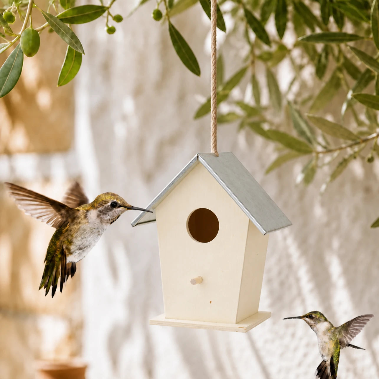 Nichoir style rustique en bois beige