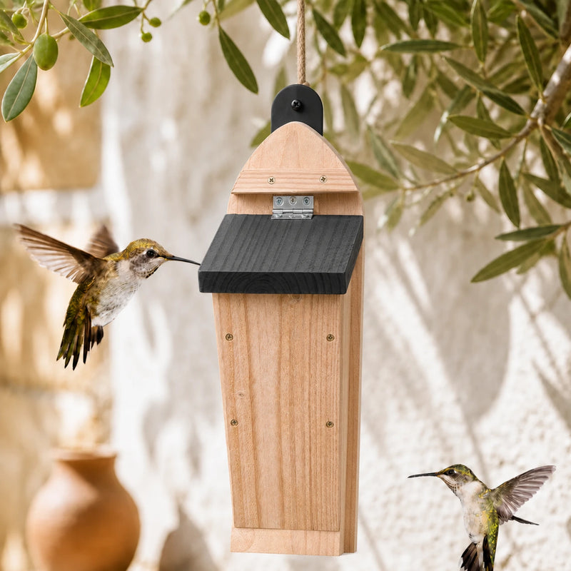 Nichoir effilé en bois à entrées latérales