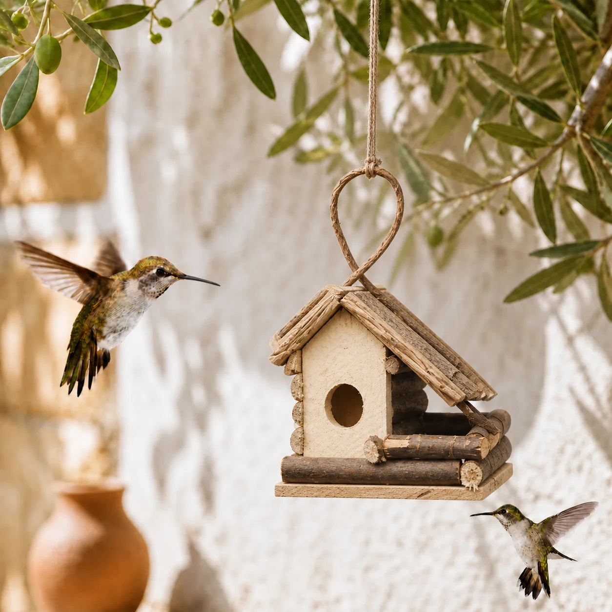 Nichoir à oiseaux en bois à suspendre