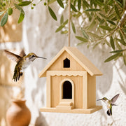 Nichoir en bois à double entrée et auvent