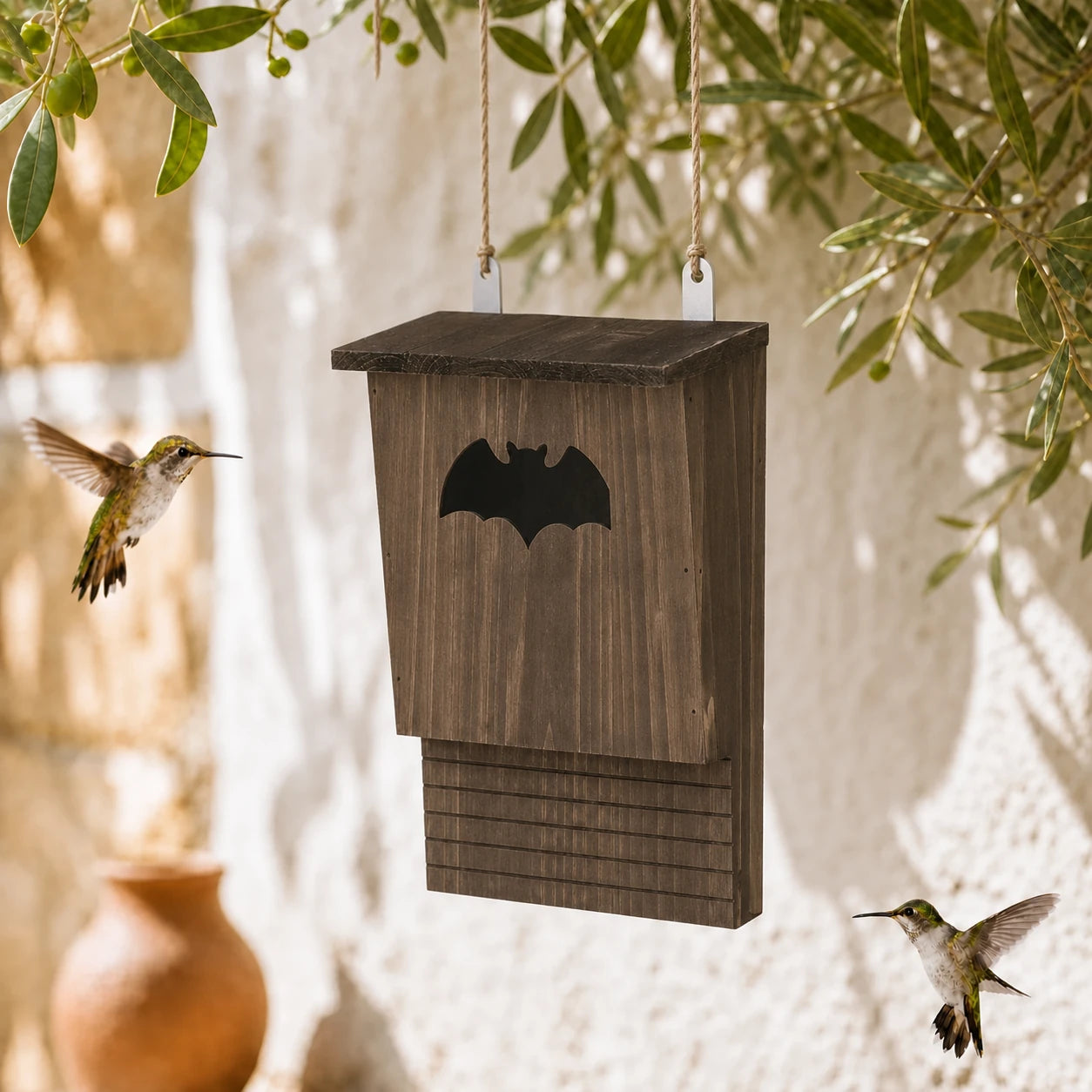Grand nichoir à chauves-souris en bois marron