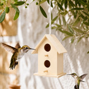 Nichoir en bois clair à deux entrées superposées
