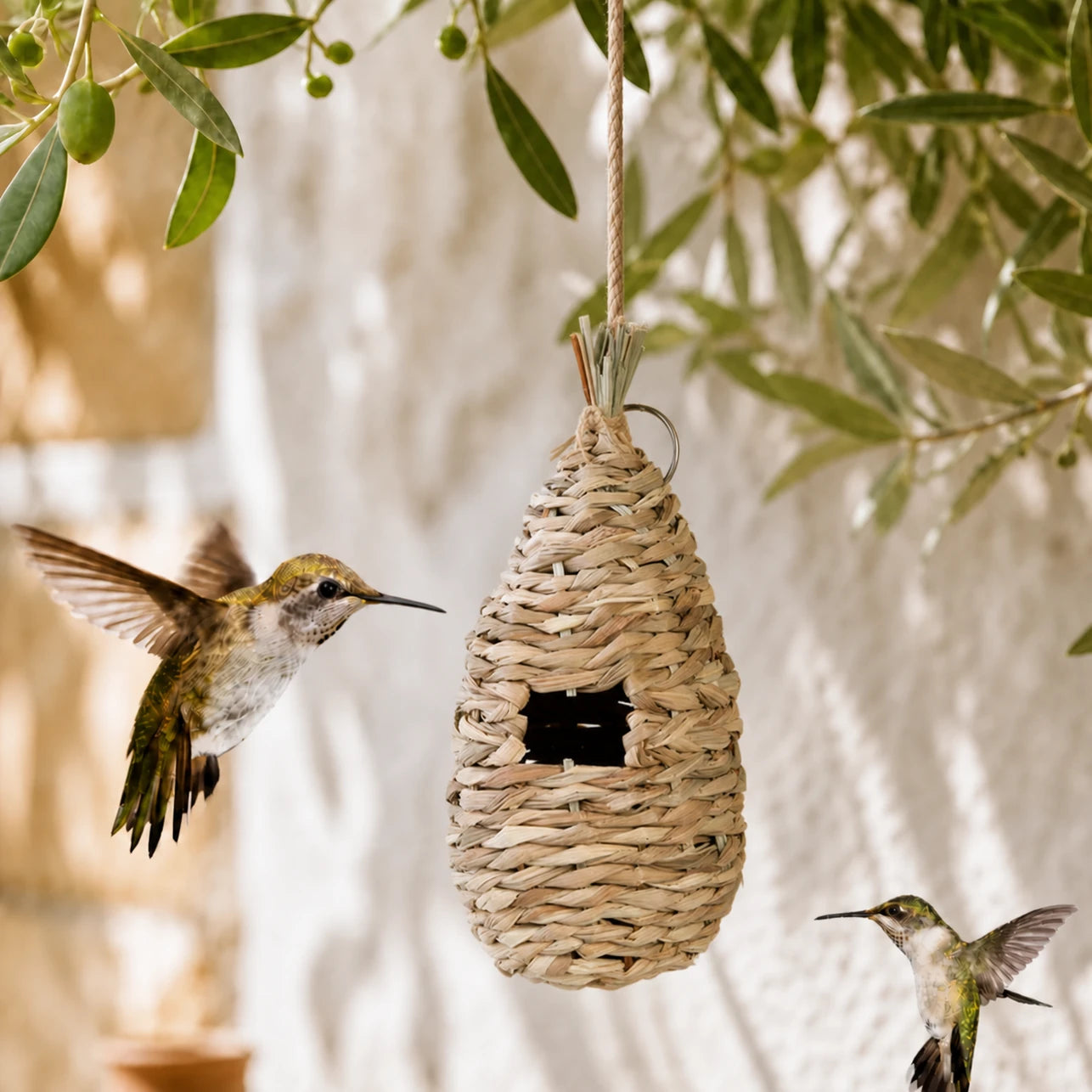 Nichoir en osier beige