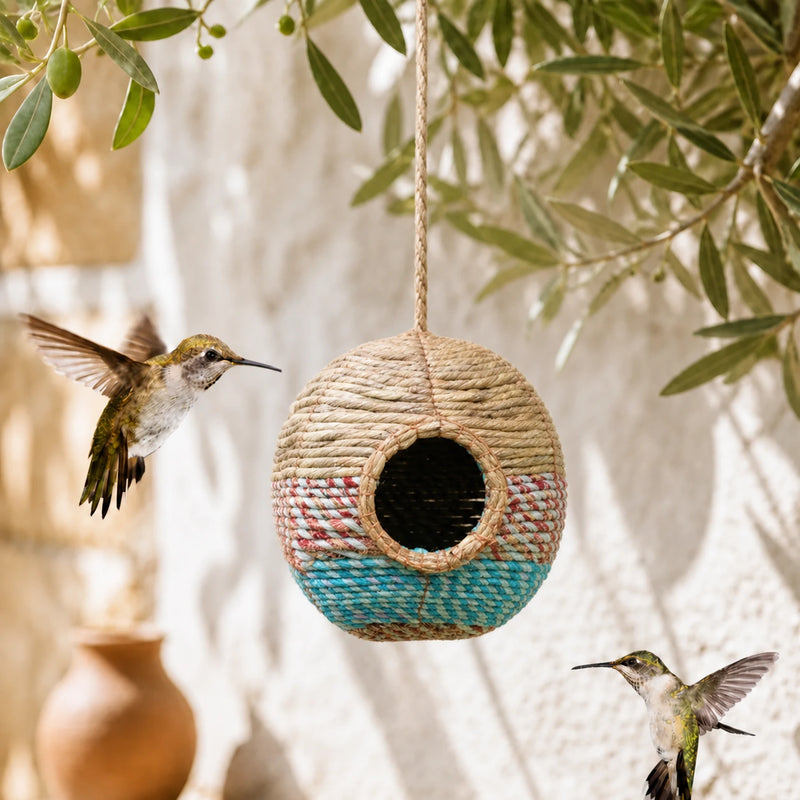 Nichoir tressé artisanal en roseau