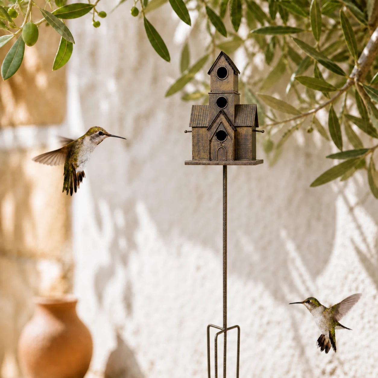 Grand nichoir oiseaux maison à planter 166x20x28cm