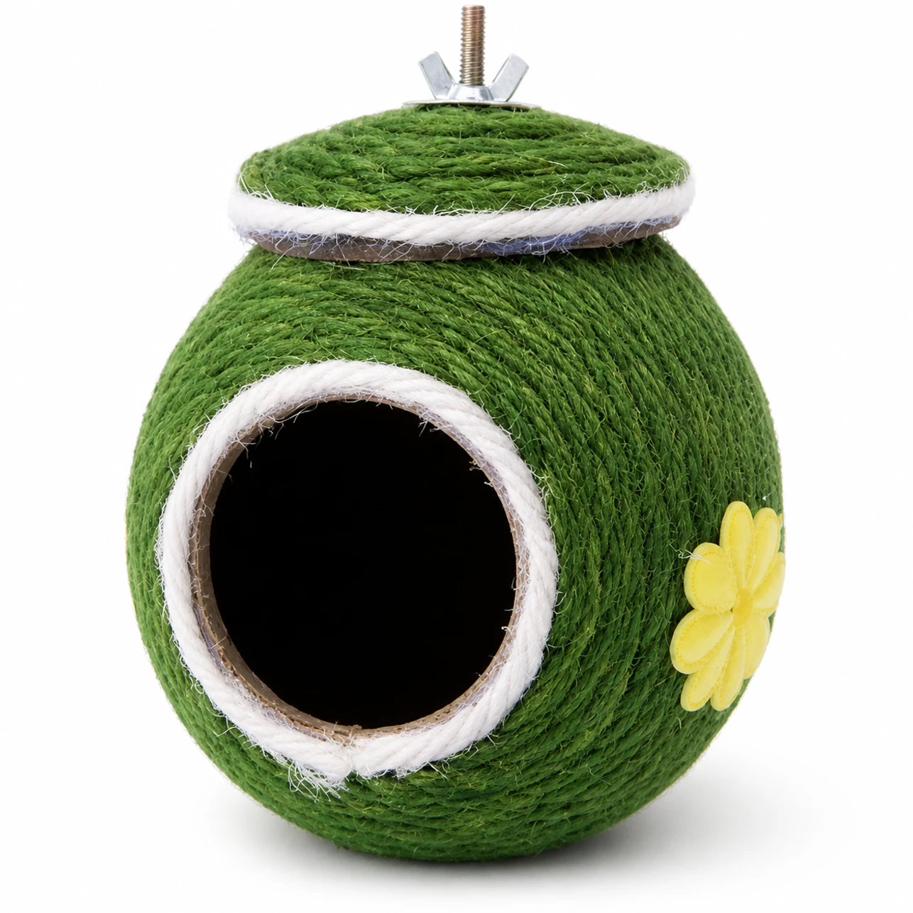 Nichoir suspendu en fibres vertes à motif fleuri — photo 2