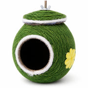 Nichoir suspendu en fibres vertes à motif fleuri — photo 2