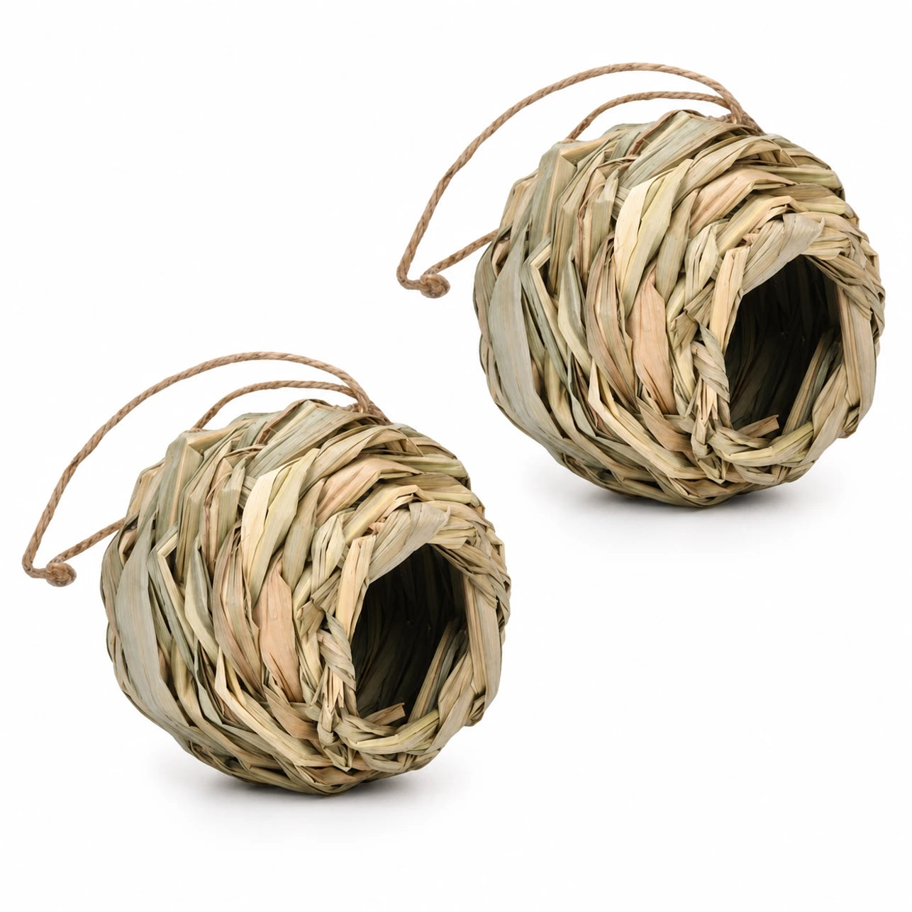 Lot de 2 nichoirs suspendus ronds en fibres tressées — photo 2
