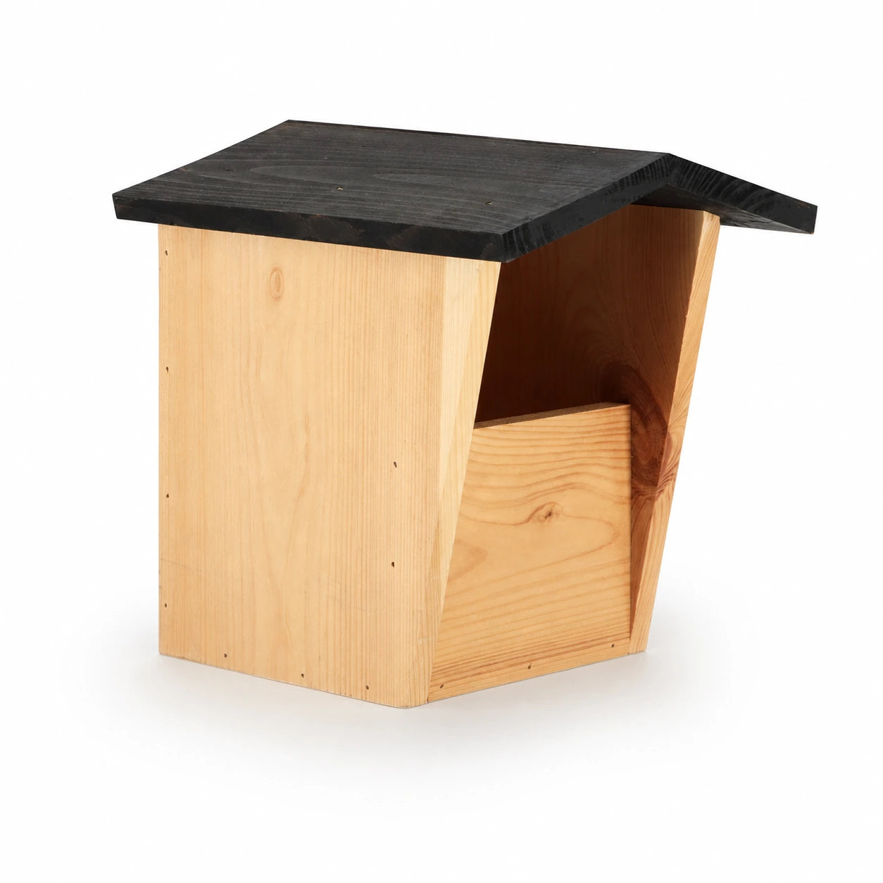 Nichoir semi-ouvert en bois à toit noir — photo 2