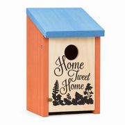 Nichoir décoratif en bois orange à toit bleu — photo 2