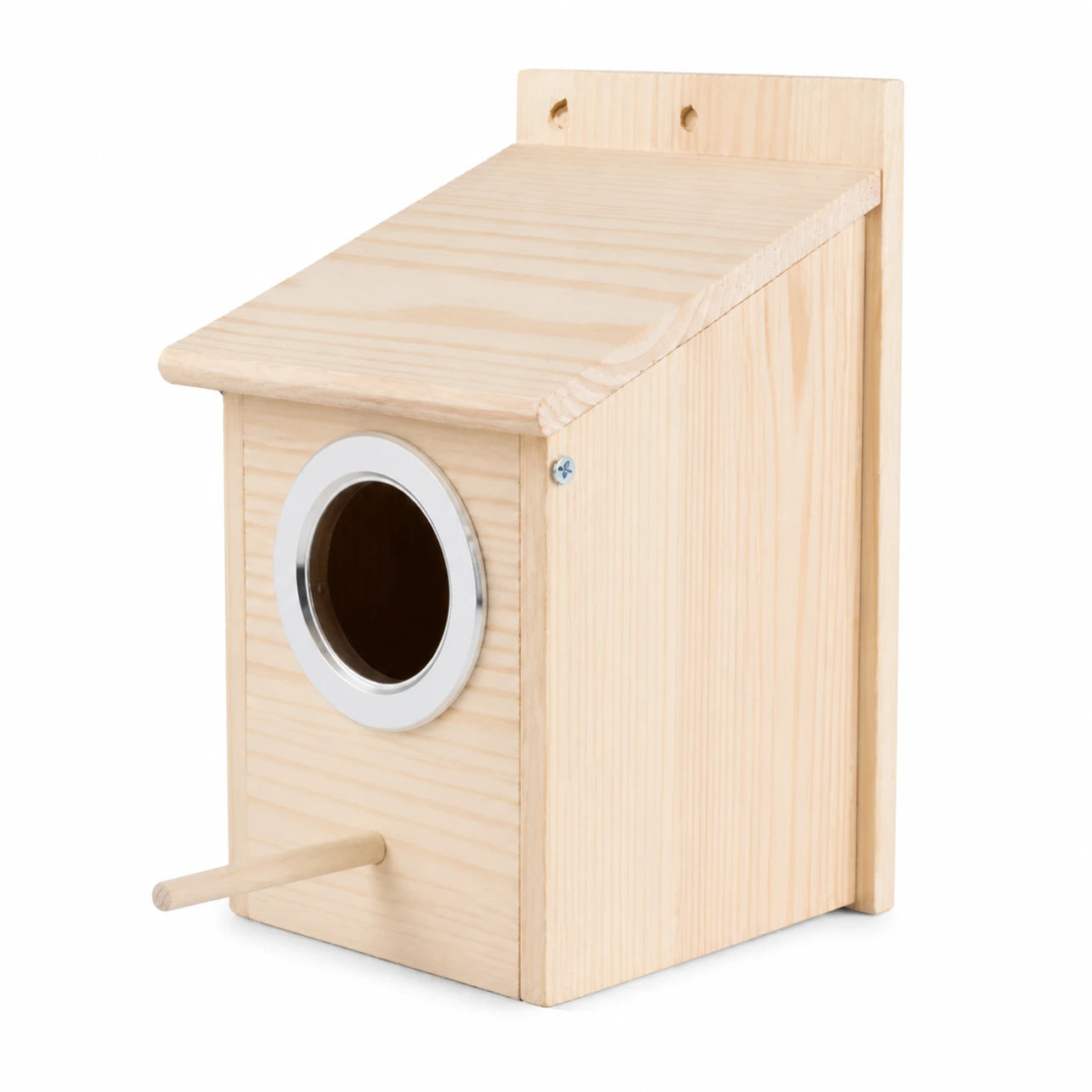 Nichoir carré en bois à cerclage métallique format 12 × 12 × 19,5 cm — photo 2