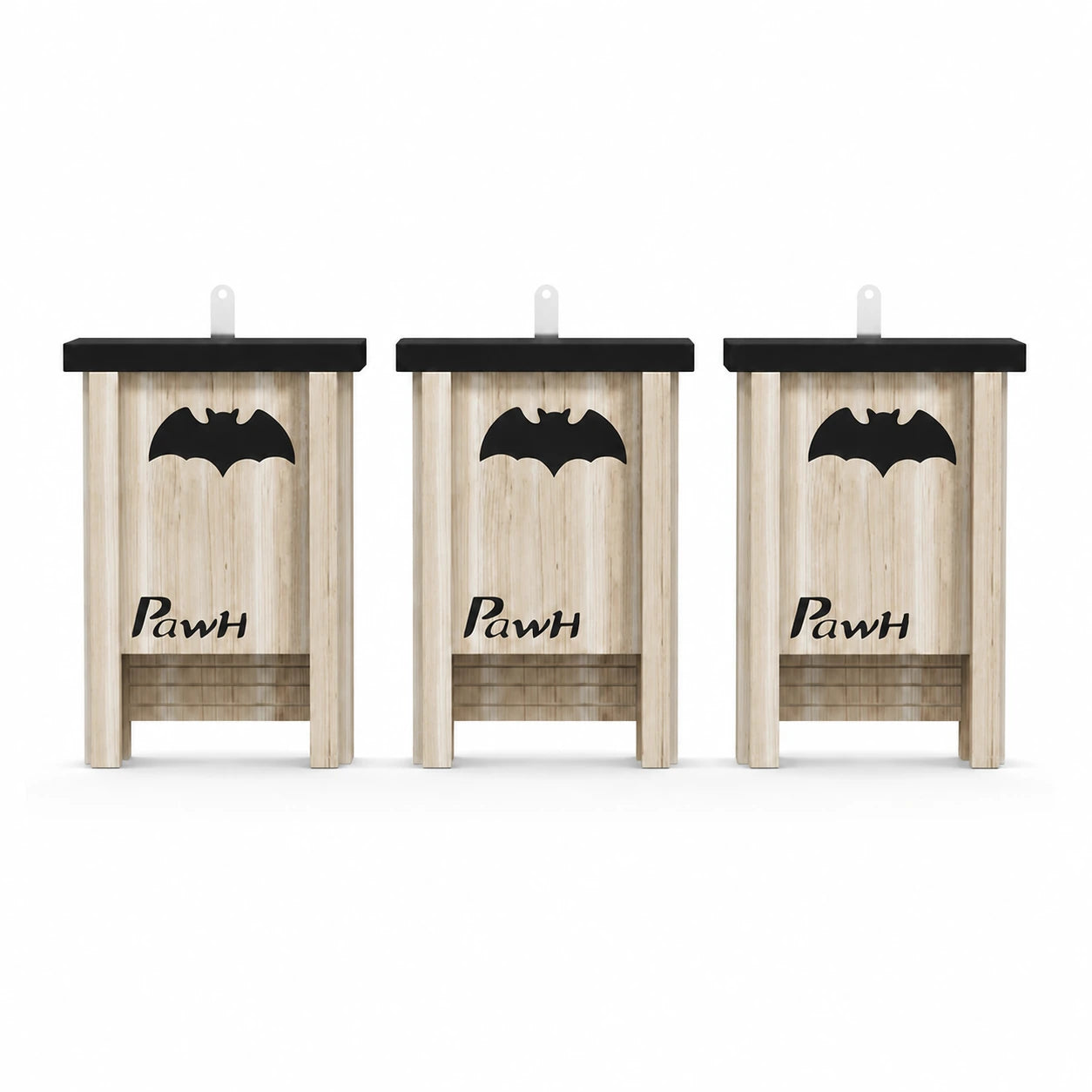 Lot de 3 abris à chauves-souris en bois noir — photo 2