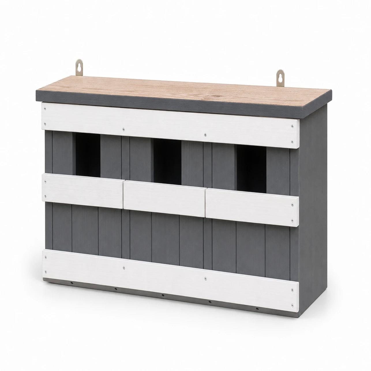 Lot de 3 nichoirs en bois gris format 44 × 15,5 × 21,5 cm — photo 2