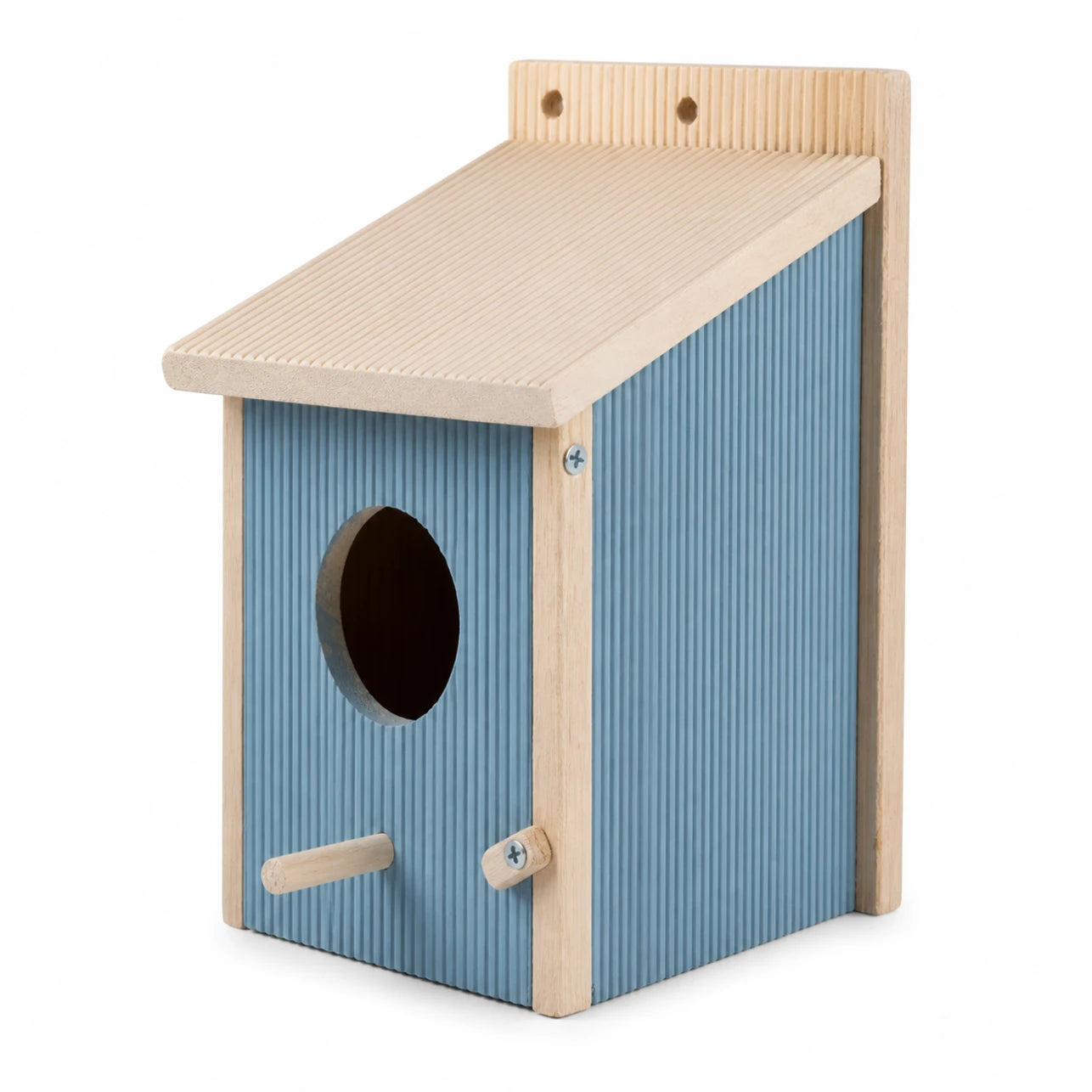 Nichoir en bois bleu format 19,9 × 18,5 × 26 cm — photo 2