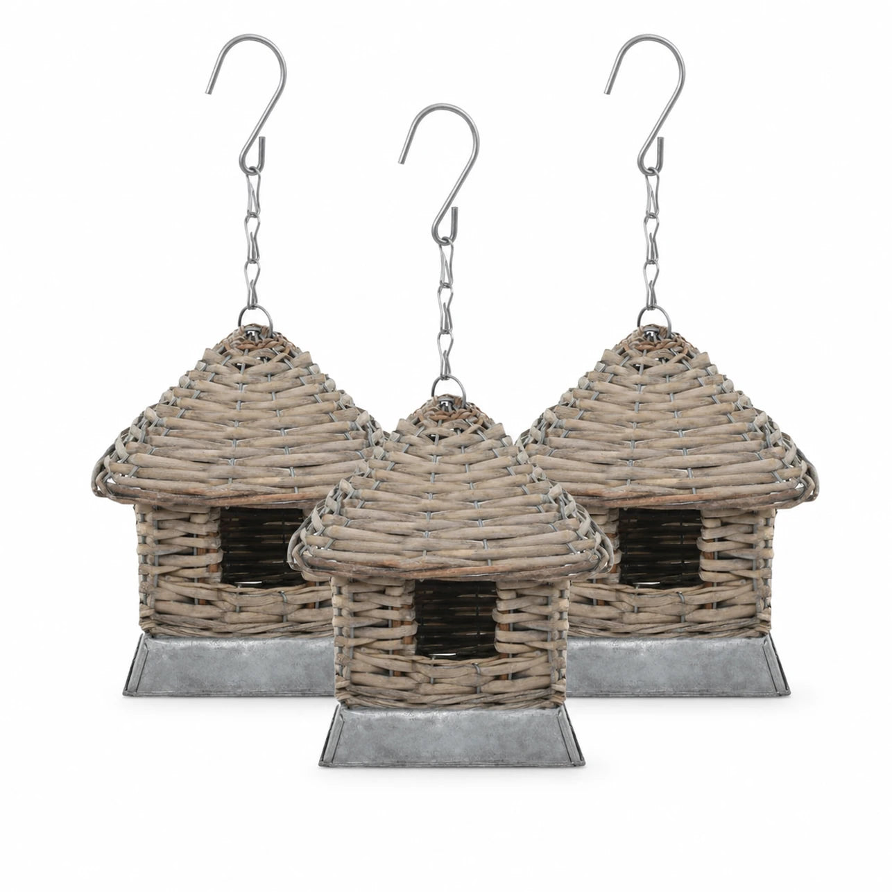 Lot de 3 nichoirs en osier marron — photo 2