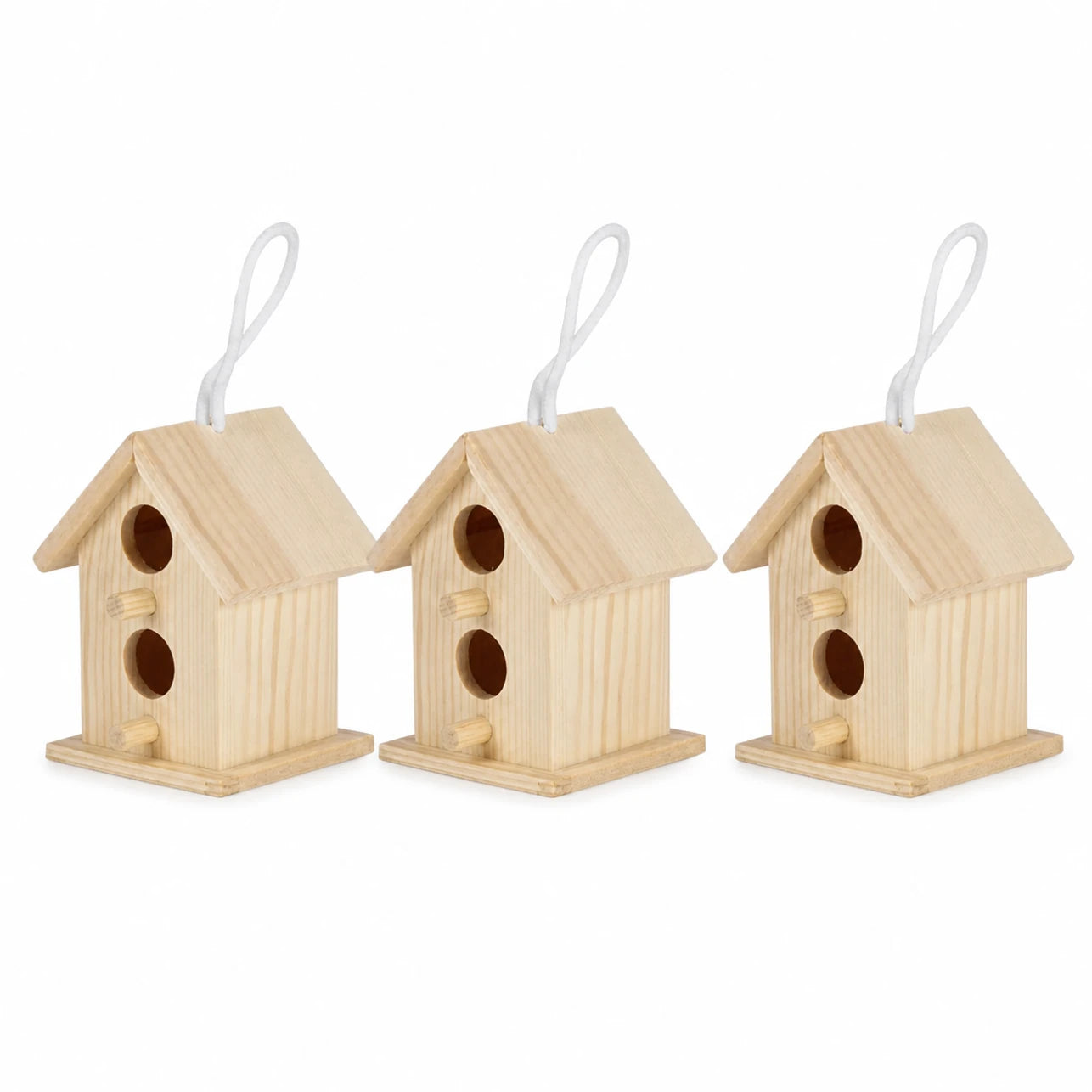 Lot de 3 nichoirs en bois beige — photo 2