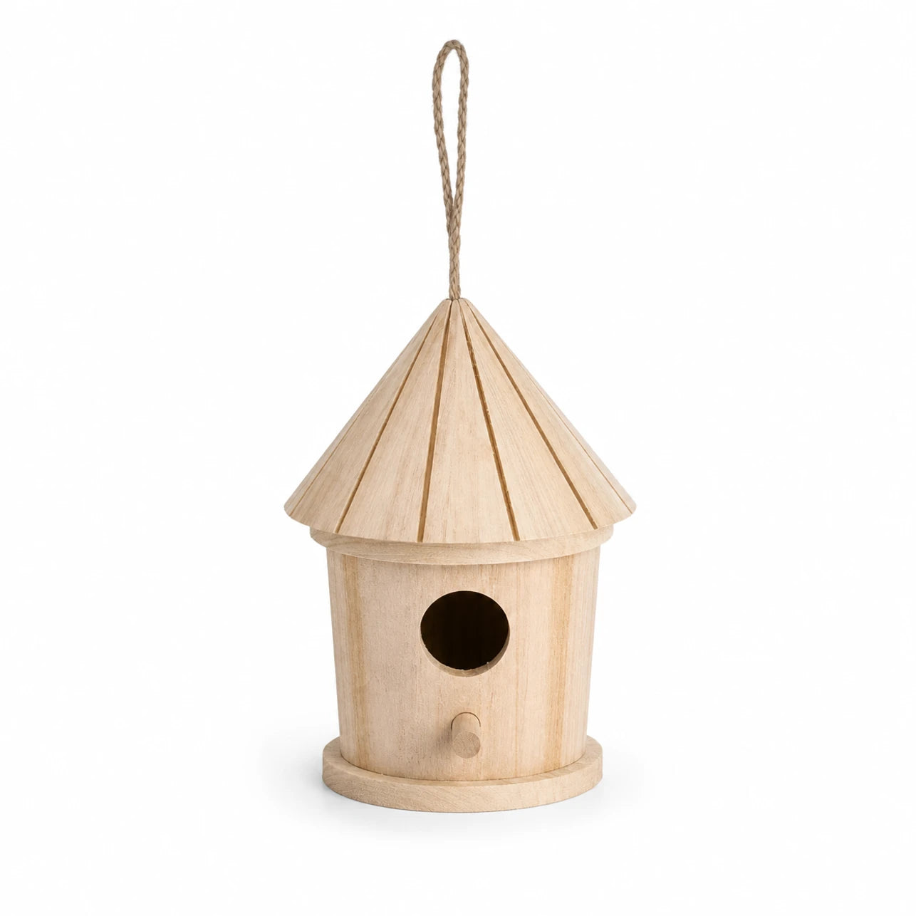 Nichoir cylindrique en bois à toit facetté — photo 2