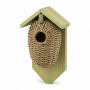 Nichoir en bois et jonc de mer vert format 15,2 × 10,2 × 26,2 cm — photo 2