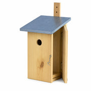 Nichoir observatoire en bois à toit en zinc bleu format 22 × 17 × 39 cm — photo 2