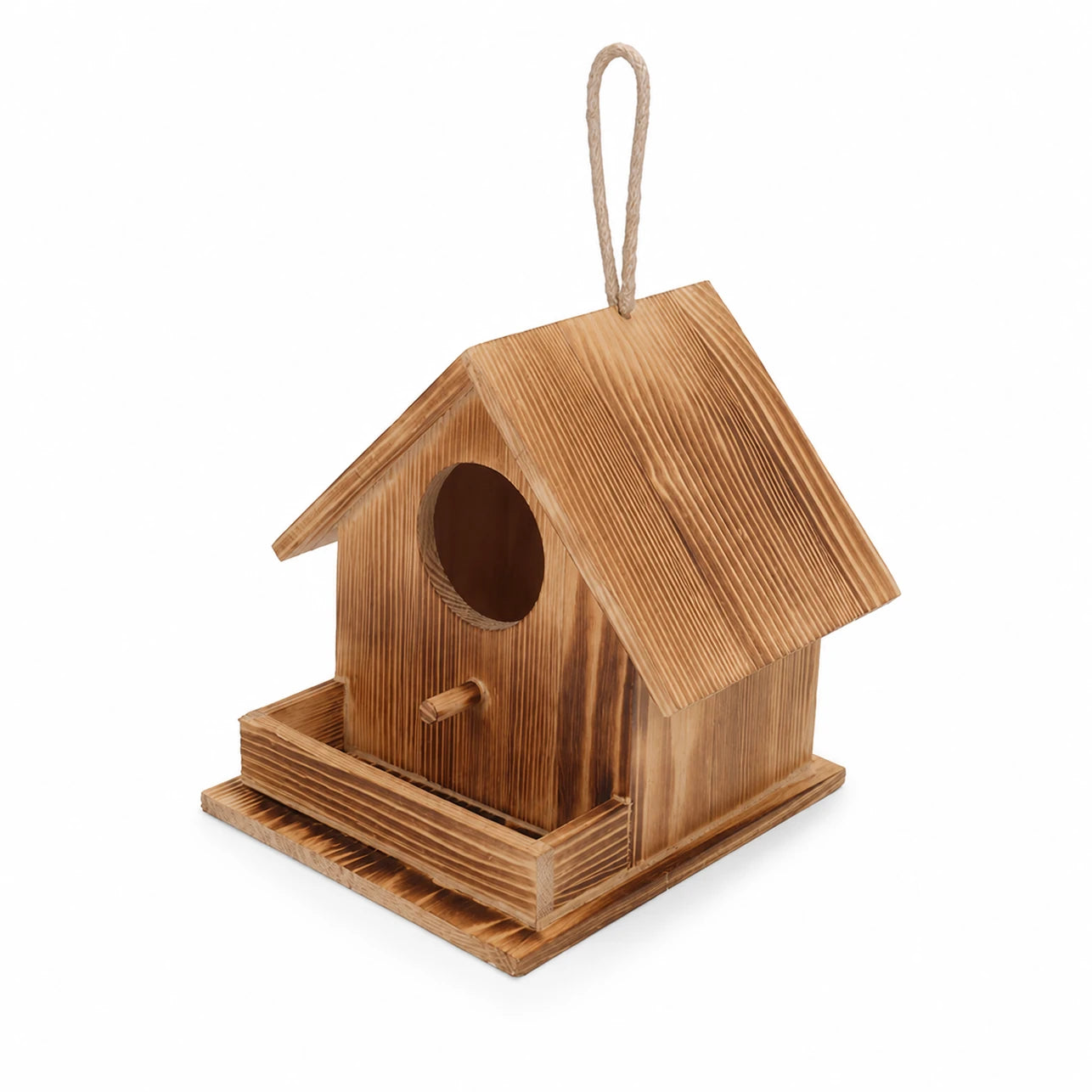 Nichoir style rustique en bois marron format 17,2 × 17,2 × 17,2 cm — photo 3