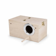 Nichoir en bois clair à entrée renforcée et perchoir — photo 3