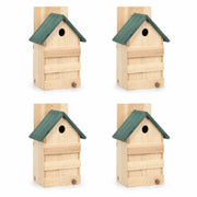 Lot de 4 nichoirs observatoire en sapin à toit vert beige format 23 × 19 × 33 cm — photo 3