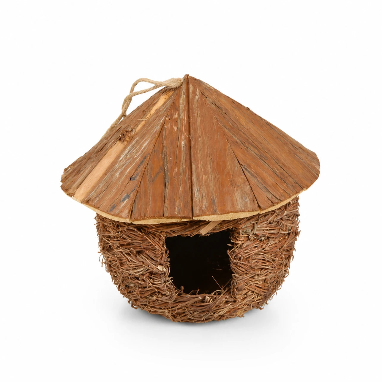 Nichoir en osier marron format 28 × 28 × 28 cm — photo 3