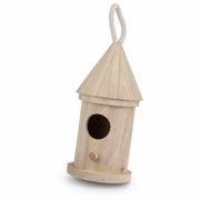 Nichoir suspendu cylindrique en bois à toit conique — photo 3