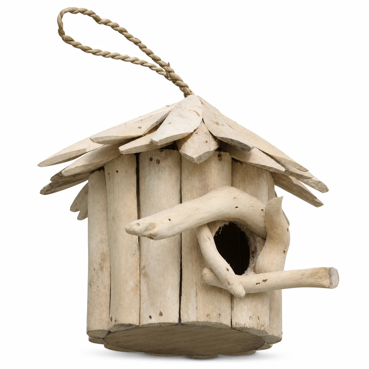 Nichoir rond en bois d'albésia 20 x 18 cm — photo 3