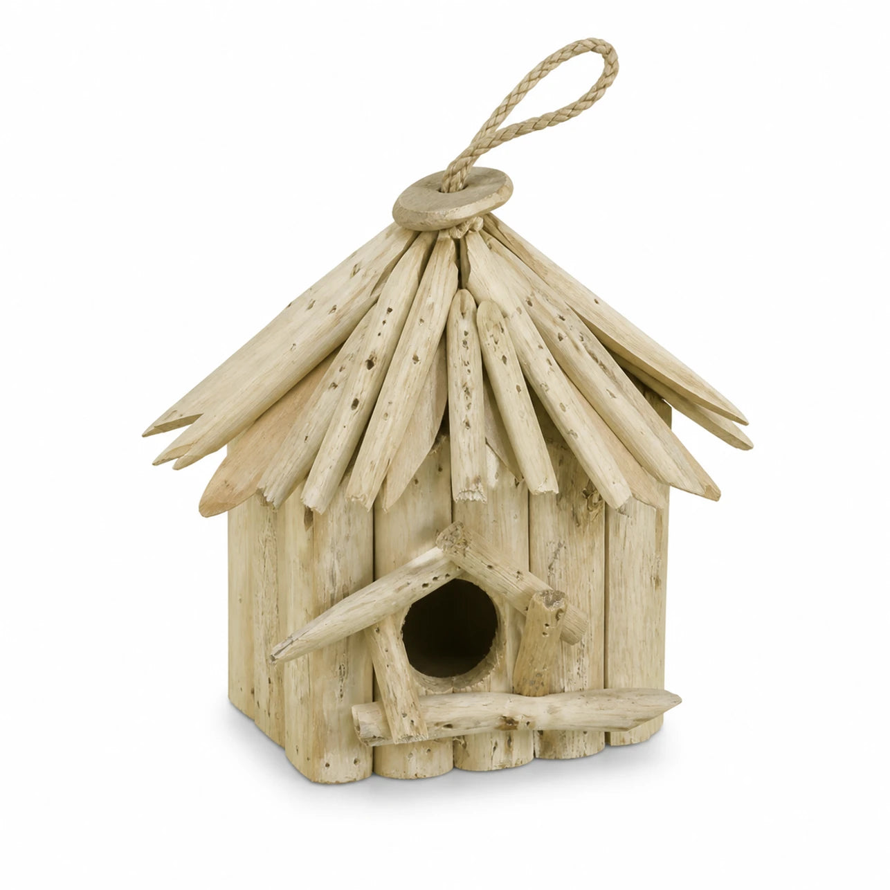 Nichoir suspendu en bois beige format 19 × 19 × 20 cm — photo 3